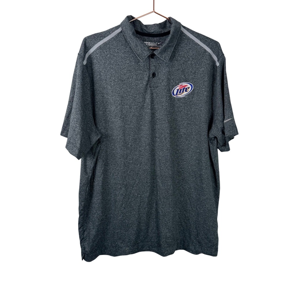 Nike Golf Tour Performance Miller Lite Polo Shirt Men XL Gray Dri-Fit 573834-010